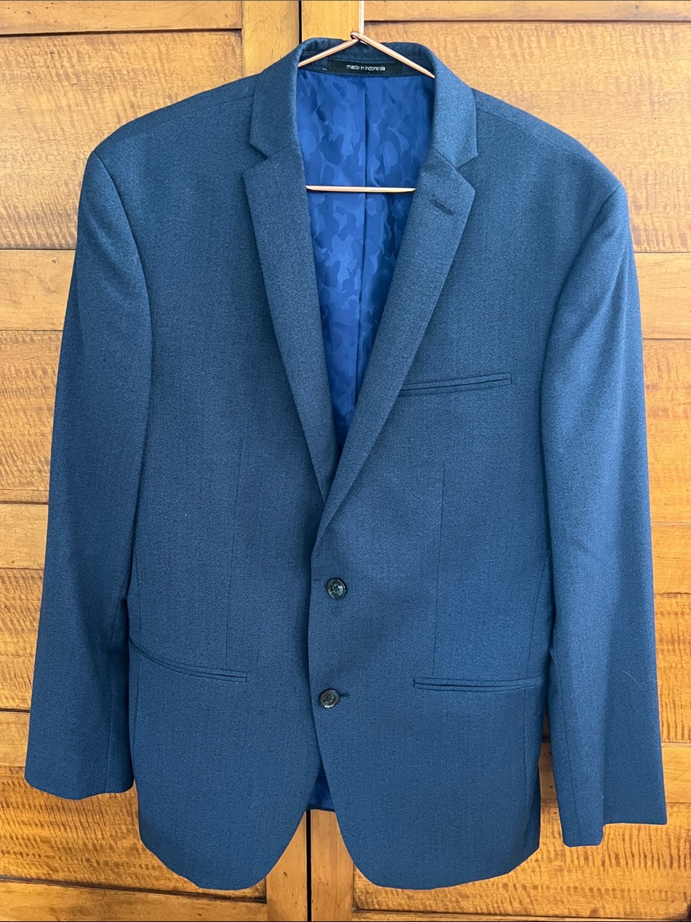 👔Slim Fit Bar III Men's Navy Blue Tailored Blazer / Sport Coat - 38R